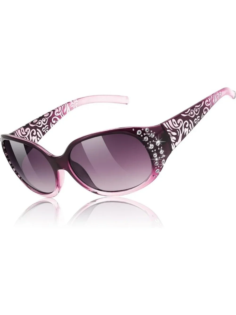 Stylish Polarized Wrap Around Sunglasses with Rhinestone Design & UV400